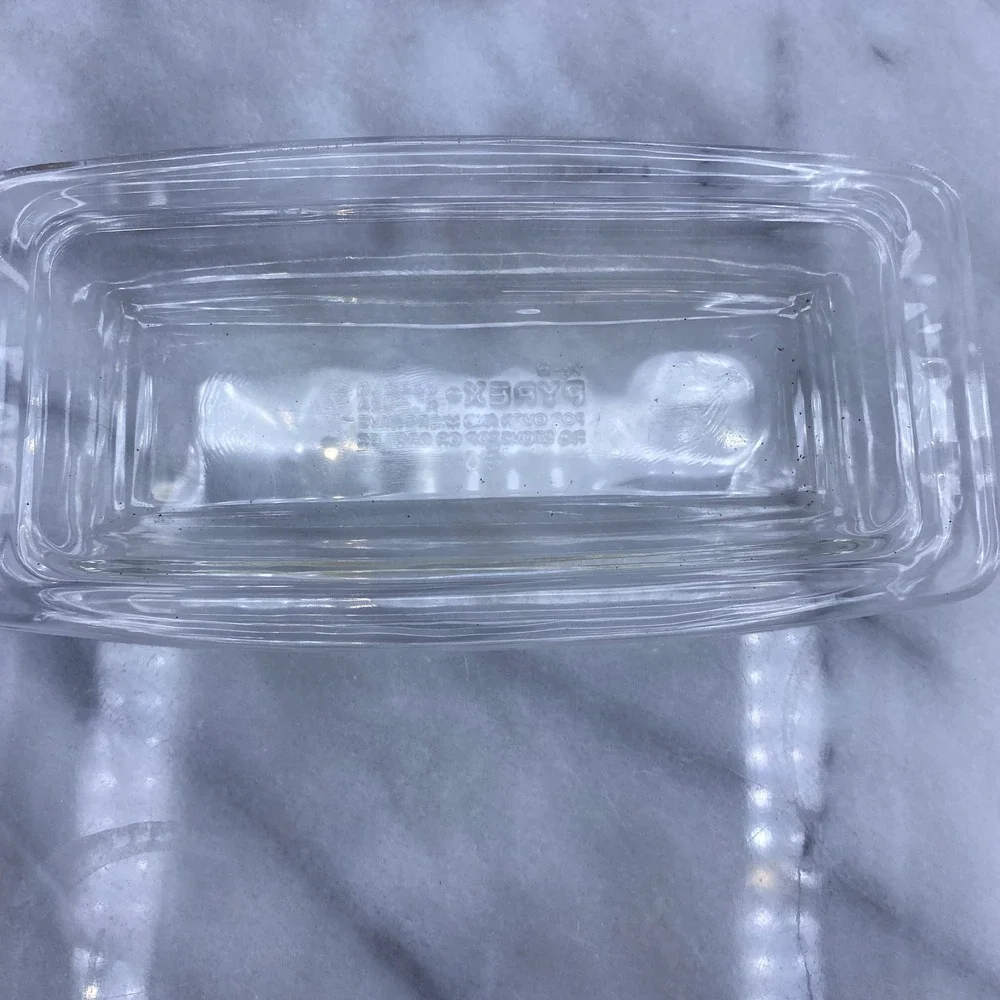 Vintage Pyrex Butter Dish Lid Clear Glass 72-B Rectangular USA Retro Kitchen MCM